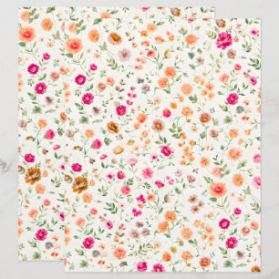 Lámina Papel de Scrapbook con Patrón de Flores Silvestres