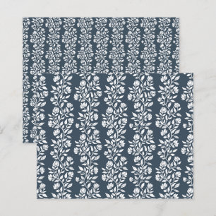 Lámina Papel de Scrapbook con Patrón Floral Azul Marino O