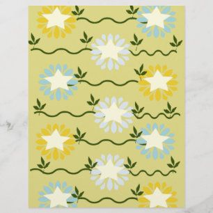 Lámina Papel de Scrapbook con Patrón Floral de Estrellas 