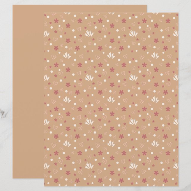 Lámina Papel de Scrapbook con Patrón Gris Naranja Adorabl (Anverso / Reverso)