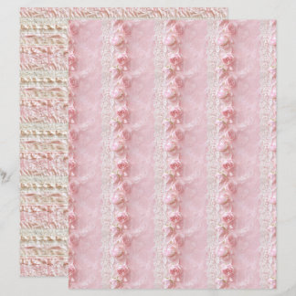 Lámina Papel de Scrapbook con Textura de Encaje Rosa Coqu