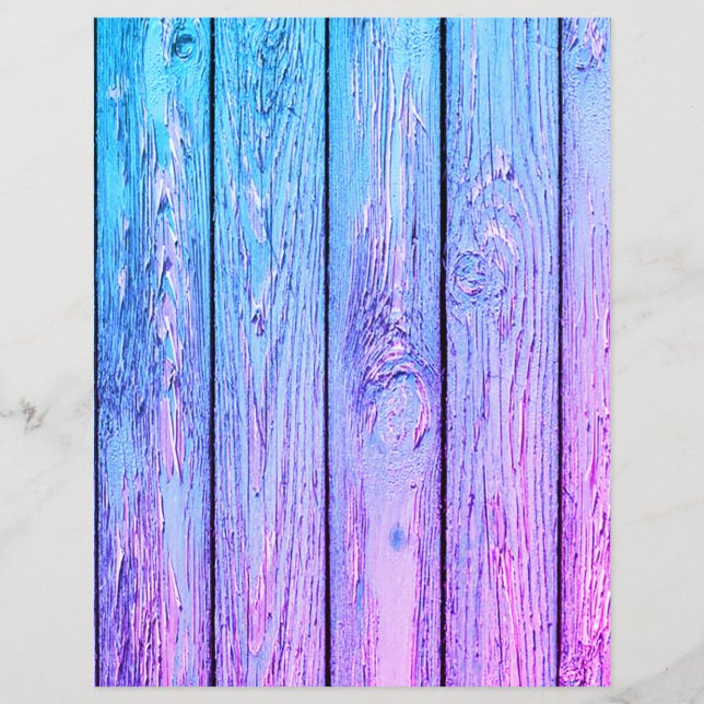 Lámina Papel de scrapbook con textura de madera azul (Anverso)