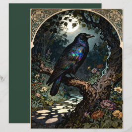 Lámina Papel de Scrapbook Cuervo Art Nouveau