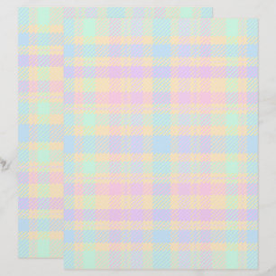 Lámina Papel de Scrapbook de 2 Caras con Cuadros Pastel d