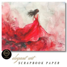 Papel de Scrapbook de Acuarela de Niña con Vestido