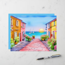 Papel de Scrapbook de Acuarela del Atardecer del P
