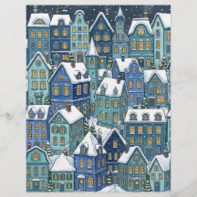 Papel de Scrapbook de Aldea Invernal Nevada con Ca