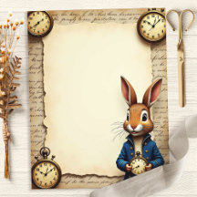 Papel de Scrapbook de Alice Rabbit y Relojes de Bo