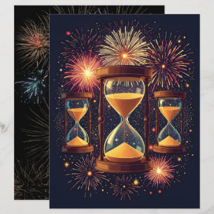 Lámina Papel de Scrapbook de Año Nuevo Tres Relojes de Ar