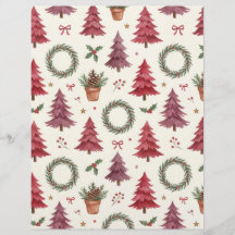 Papel de Scrapbook de Árboles de Navidad y Guirnal