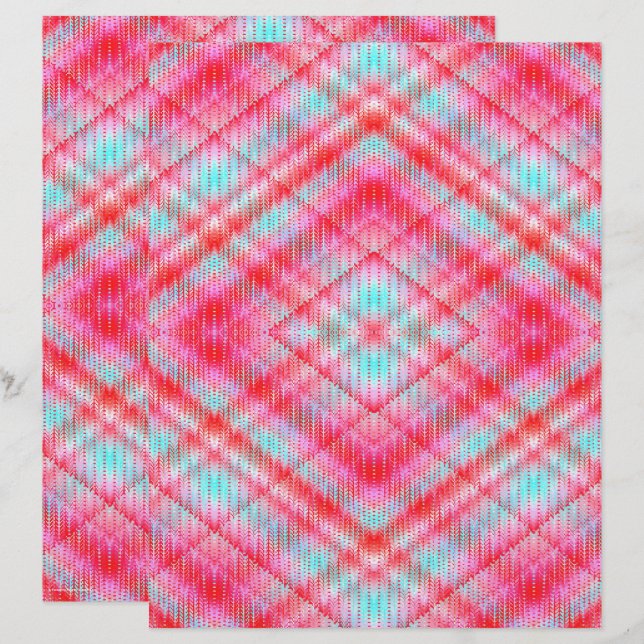 Lámina Papel de Scrapbook de Argyle Rosa de 2 Caras (Anverso / Reverso)