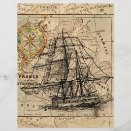 Lámina Papel de scrapbook de barco vintage antiguo