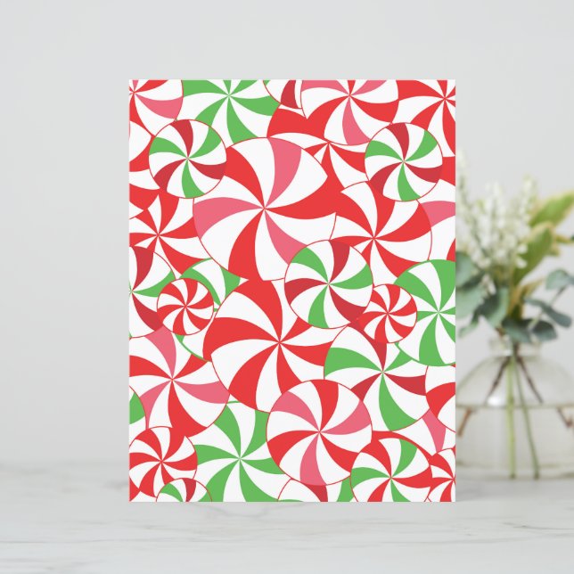 Lámina Papel de Scrapbook de Bastón de Caramelo de Navida (Anverso de pie)