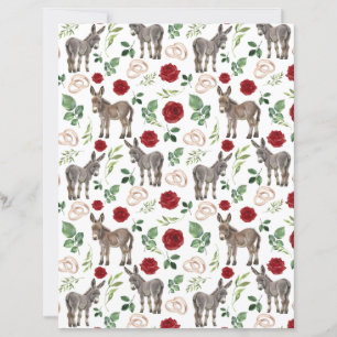 Lámina Papel de scrapbook de boda floral rojo burro