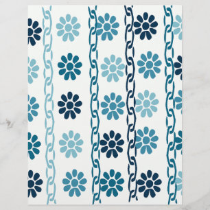 Lámina Papel de scrapbook de cadena floral azul