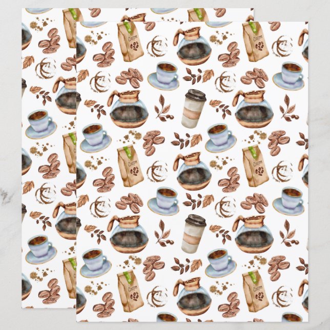 Lámina Papel de Scrapbook de Café (Anverso / Reverso)