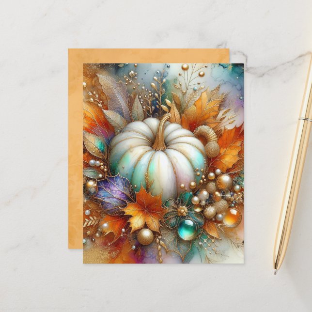 Lámina Papel de Scrapbook de Calabaza de Otoño (Anverso/Reverso In Situ)