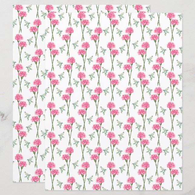 Lámina Papel de Scrapbook de Claveles (Anverso / Reverso)