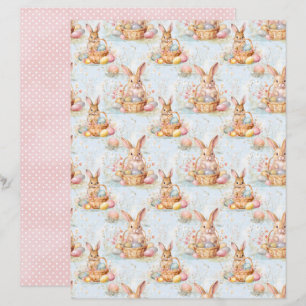 Lámina Papel de Scrapbook de Conejo de Pascua Vintage