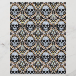 Lámina papel de scrapbook de cráneo elegante de Halloween
