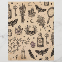 Papel de Scrapbook de Cráneo y Polilla Ocultista V
