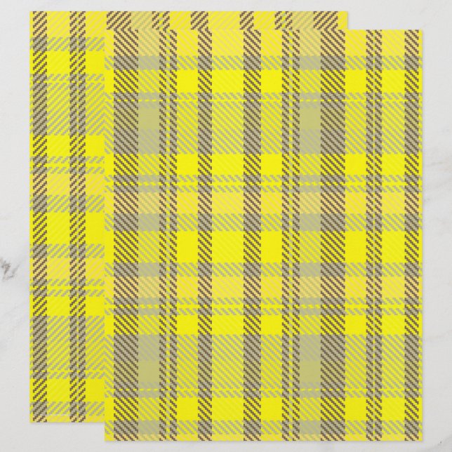 Lámina Papel de Scrapbook de Cuadro Amarillo de 2 Caras (Anverso / Reverso)