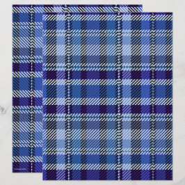 Lámina Papel de Scrapbook de Cuadro Azul de 2 Caras
