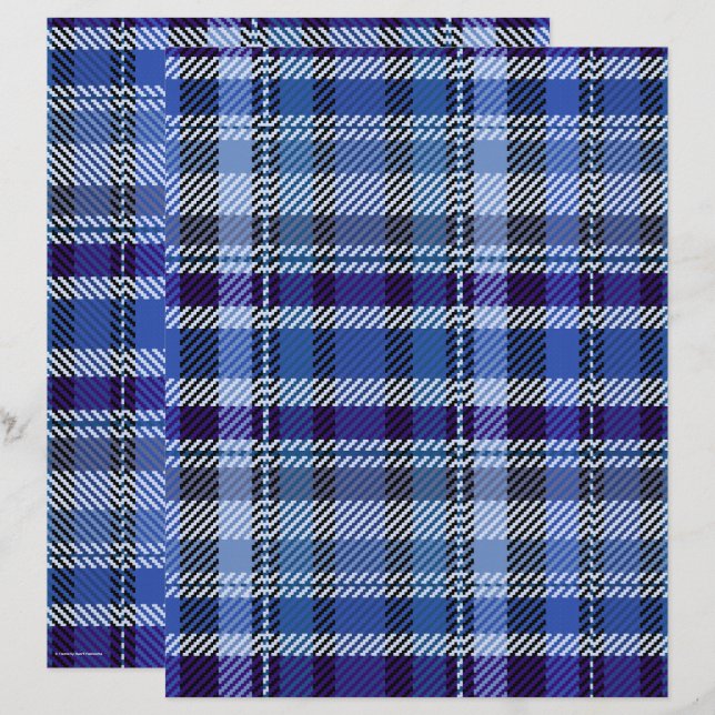 Lámina Papel de Scrapbook de Cuadro Azul de 2 Caras (Anverso / Reverso)