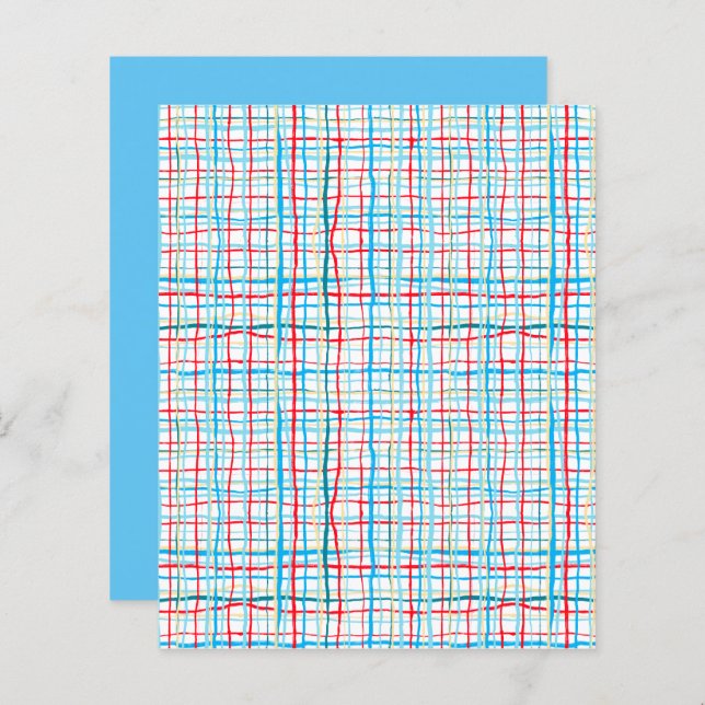 Lámina Papel de Scrapbook de Cuadro Torcido Aqua Amarillo (Anverso / Reverso)