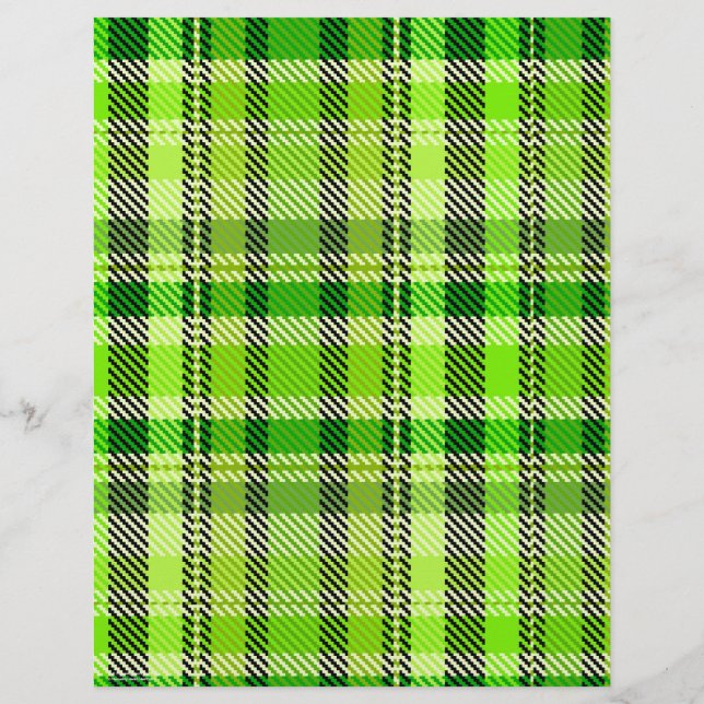 Lámina Papel de Scrapbook de Cuadro Verde de 2 Caras (Reverso)