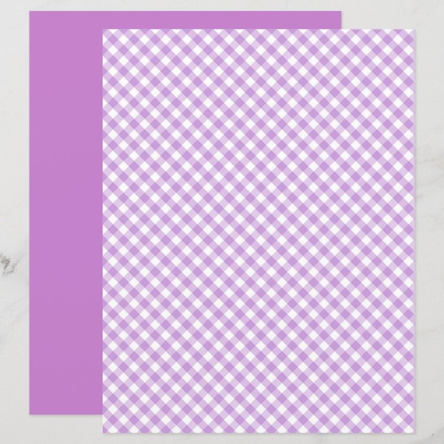 Lámina Papel de Scrapbook de Cuadros Morado (Anverso / Reverso)