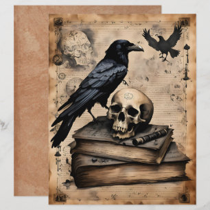 Lámina Papel de Scrapbook de Cuervo y Magia de Calavera
