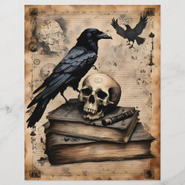 Lámina Papel de Scrapbook de Cuervo y Magia de Calavera