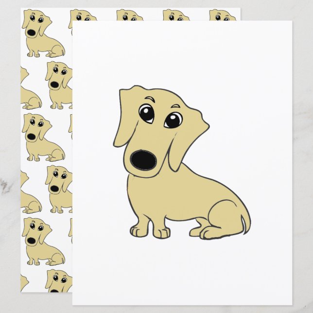 Lámina papel de scrapbook de dachshund wheaton cartoon (Anverso / Reverso)