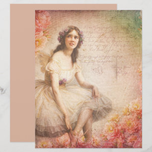 Lámina Papel de Scrapbook de Dama Victoriana con Decoupag
