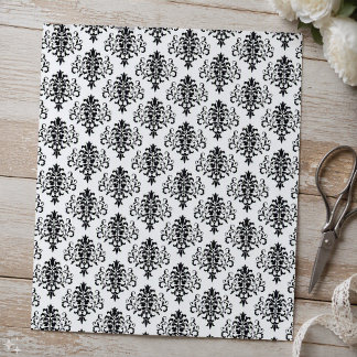 Lámina Papel de Scrapbook de Damasco Negro y Blanco Gótic