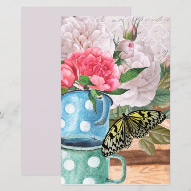 Lámina Papel de scrapbook de decoupage de jardín con acua (Anverso / Reverso)
