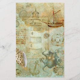 Lámina Papel de scrapbook de decoupage de vida oceánica v