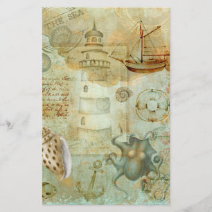 Lámina Papel de scrapbook de decoupage de vida oceánica v