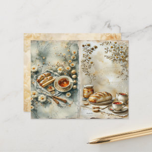 Lámina Papel de Scrapbook de Desayuno Vintage Acuarela