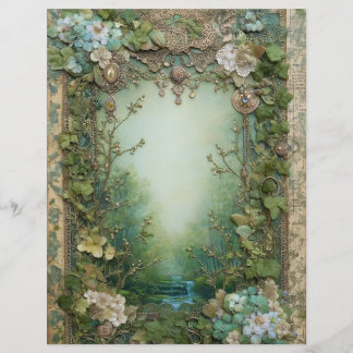 Lámina Papel de Scrapbook de Diario Basura Bosque Selváti