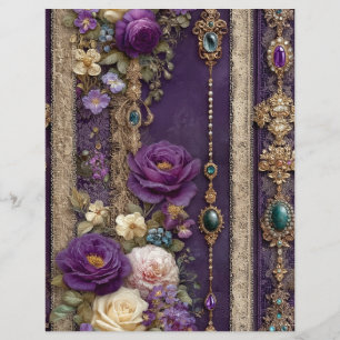 Lámina Papel de Scrapbook de Diario Chatarra Floral Vinta