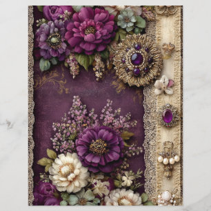 Lámina Papel de Scrapbook de Diario Chatarra Floral Vinta