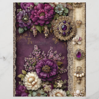 Lámina Papel de Scrapbook de Diario Chatarra Floral Vinta
