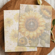 Papel de Scrapbook de Diseño de Lino con Girasoles