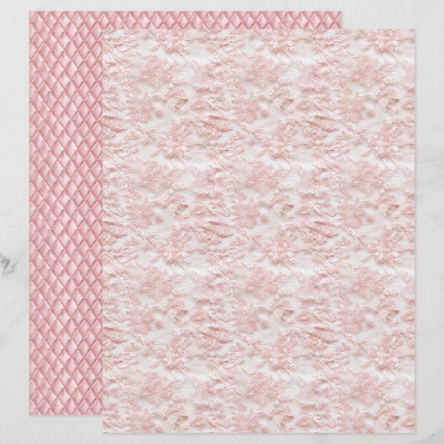 Lámina Papel de Scrapbook de Encaje Floral Coquette Vinta (Anverso / Reverso)