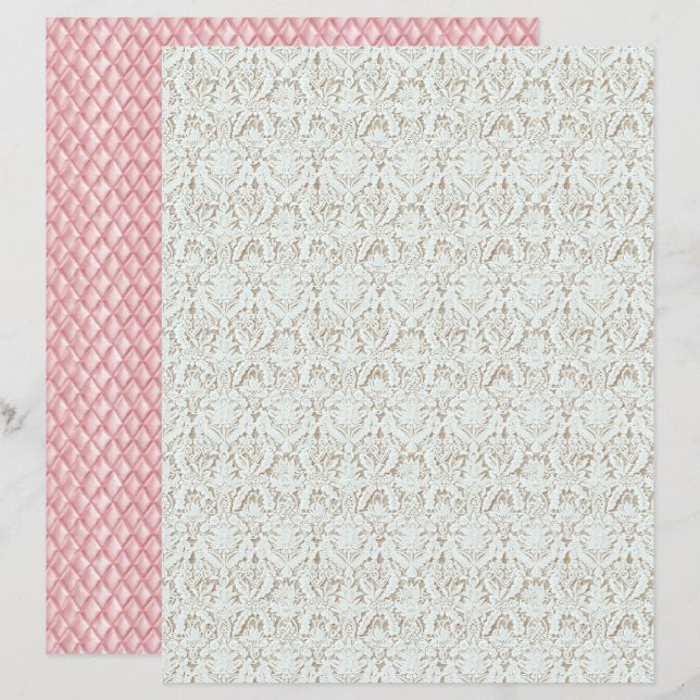 Lámina Papel de Scrapbook de Encaje Floral Coquette Vinta (Anverso / Reverso)
