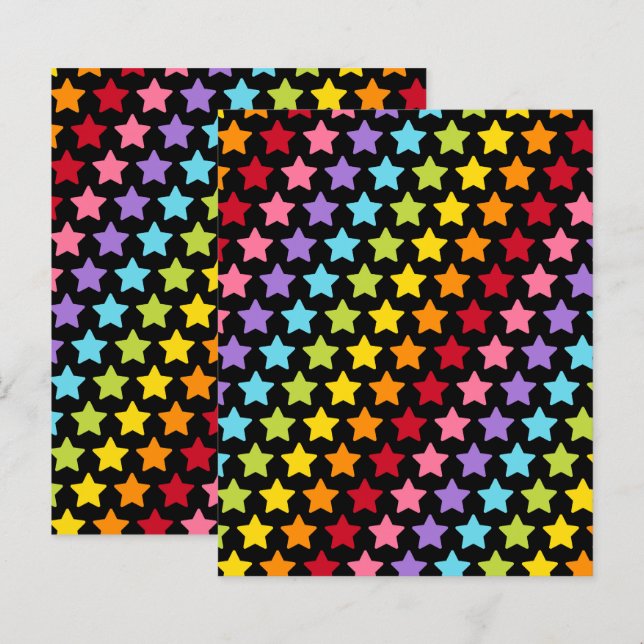 Lámina Papel de Scrapbook de Estrellas Coloridas de Arcoí (Anverso / Reverso)