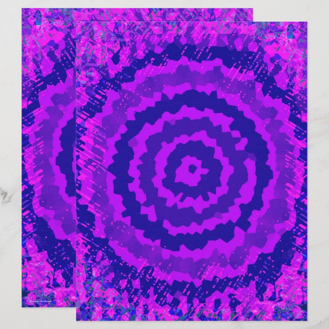 Lámina Papel de Scrapbook de Flor Abstracta Morada 2 Cara (Anverso / Reverso)