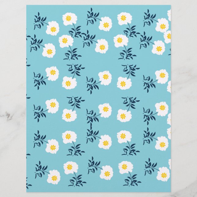 Lámina Papel de scrapbook de flor blanca (Anverso)